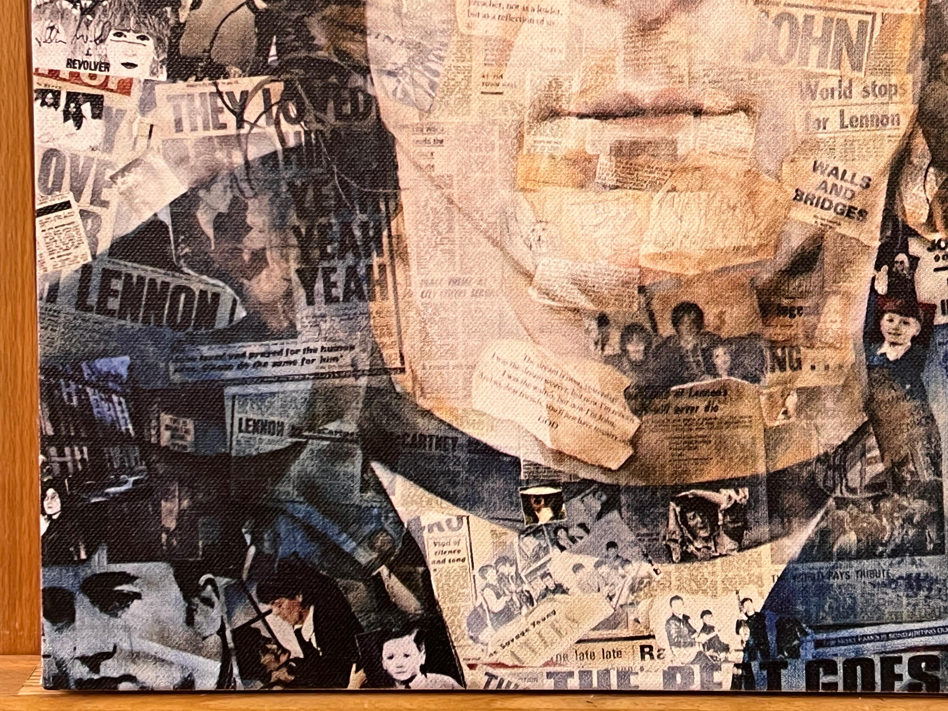 John Lennon Collage Druck auf Leinwand - Kunstwerk basierend auf den Beatles im Angebot 4