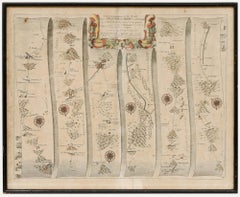 John Ogilby - 18th Century Etching, Road from Chester to Cardiff