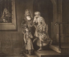 John Spilsbury (1730-1795) after Rembrandt - 18thC Mezzotint, Hagar's Departure