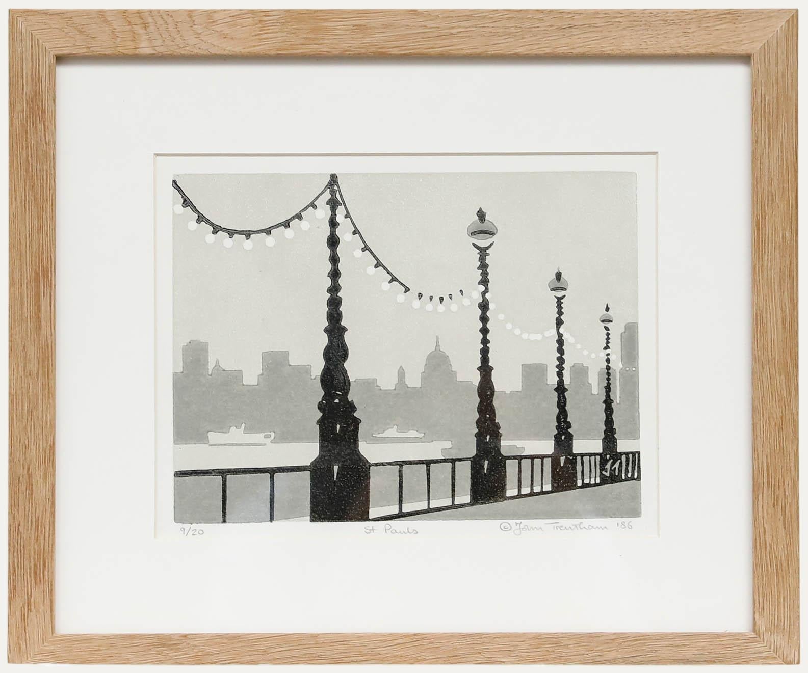 Unknown Landscape Print - John Trentham - 1986 Linoprint, St Paul's