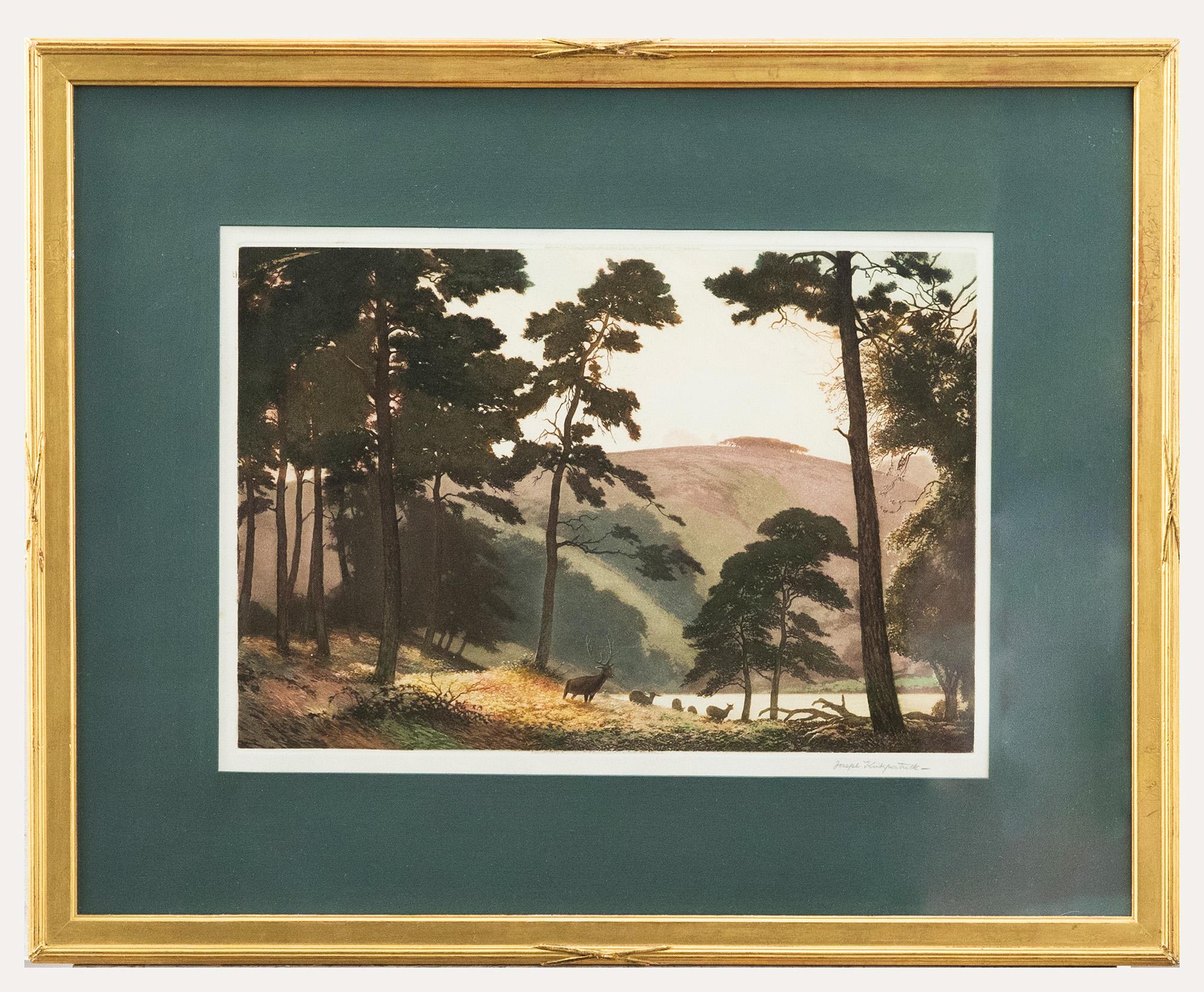 Unknown Landscape Print - Joseph Kirkpatrick (1872-1936) - Framed Aquatint, Departing Day