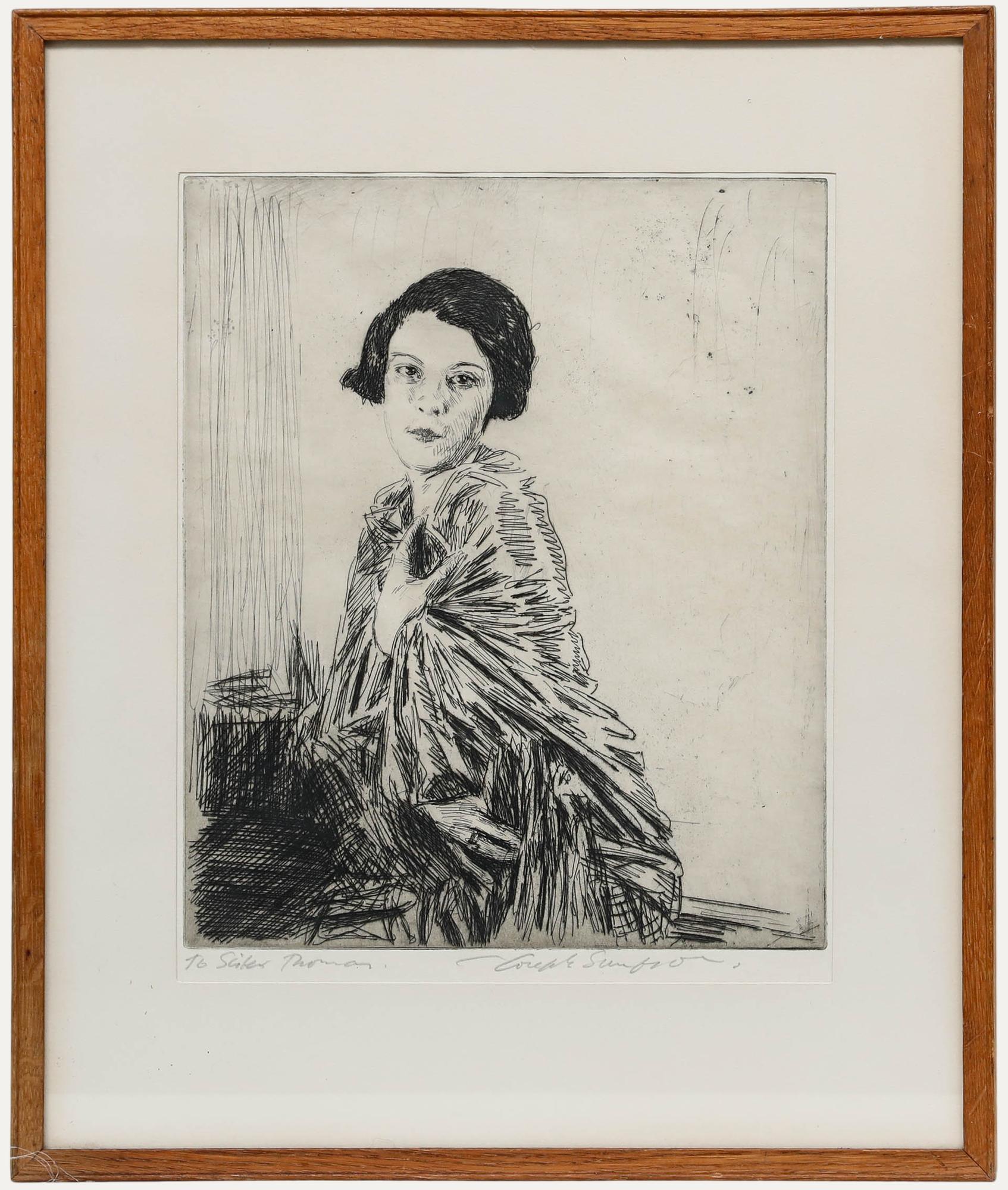 Portrait Print Unknown - Joseph Simpson (1879-1939) - 1927 Eau-forte, Joseph