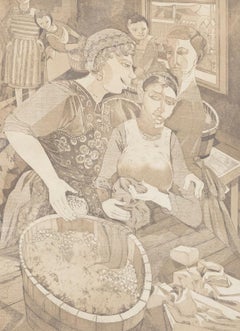 Juliet De Gaye (1930-2012) - Signed 1977 Etching, The Gossip
