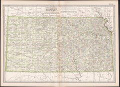 Kansas, Estados Unidos de América, Century Atlas state antique vintage map