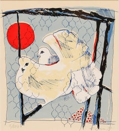 Karin Hakansson - Framed Mid 20th Century Lithograph, Two Doves