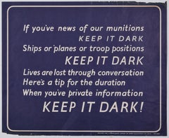 Keep It Dark original vintage World War 2 lithographic poster