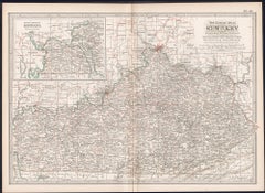 Kentucky. USA. Atlante di stato Century Atlas antica mappa d'epoca