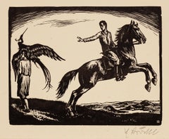 Knight and Lady – Knight and Lady – Original Holzschnitt – Anfang des 20. Jahrhunderts