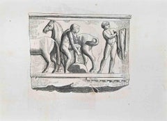 Antique Knights and Horses - Woodcut Print - 1862