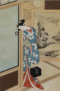 Kokan Shiba (1747-1818) - Framed Japanese Woodblock, A Beauty