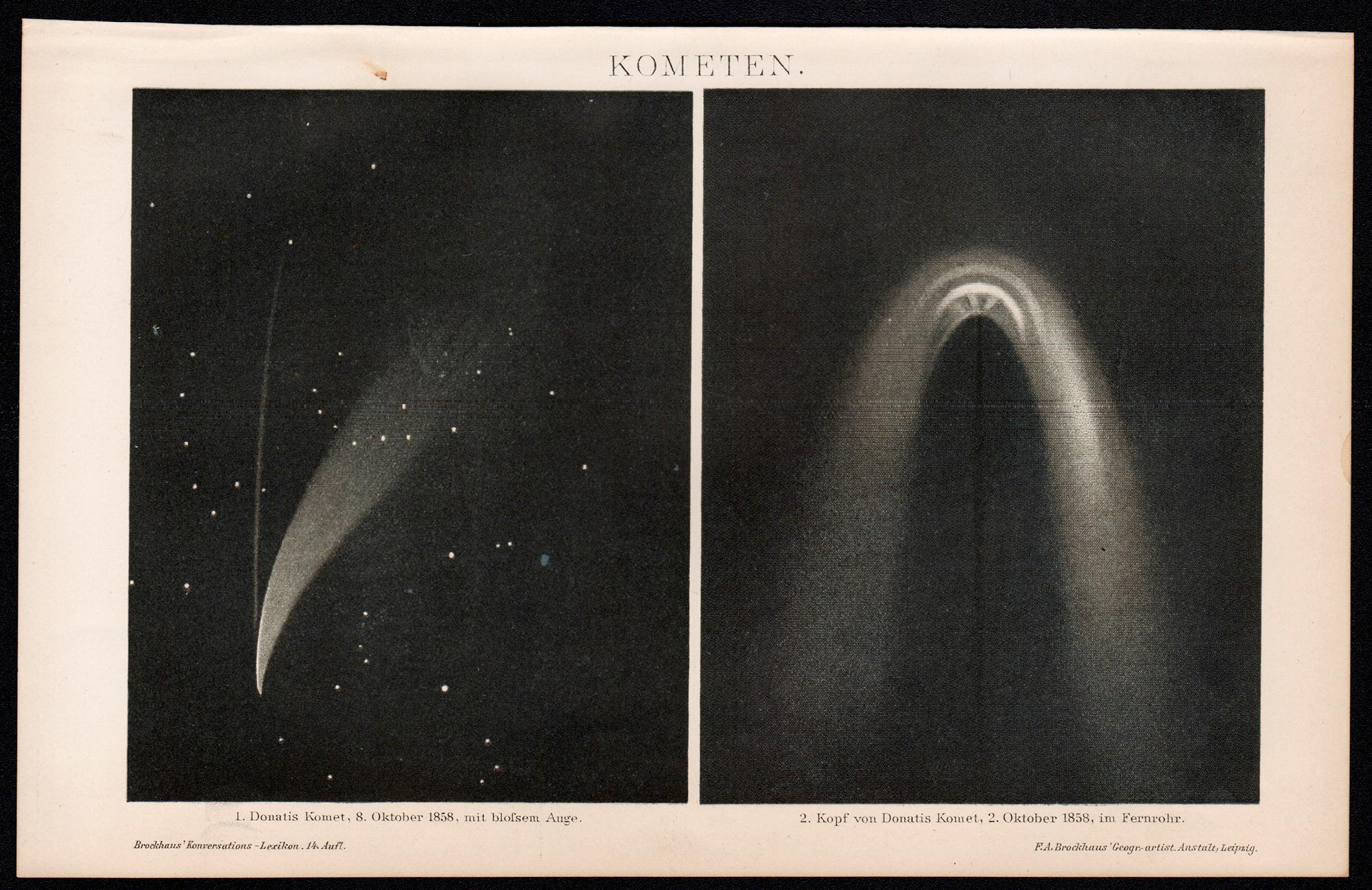 Kometen (Comets). Chromolithographie ancienne d'astronomie, vers 1895 - Print de Unknown