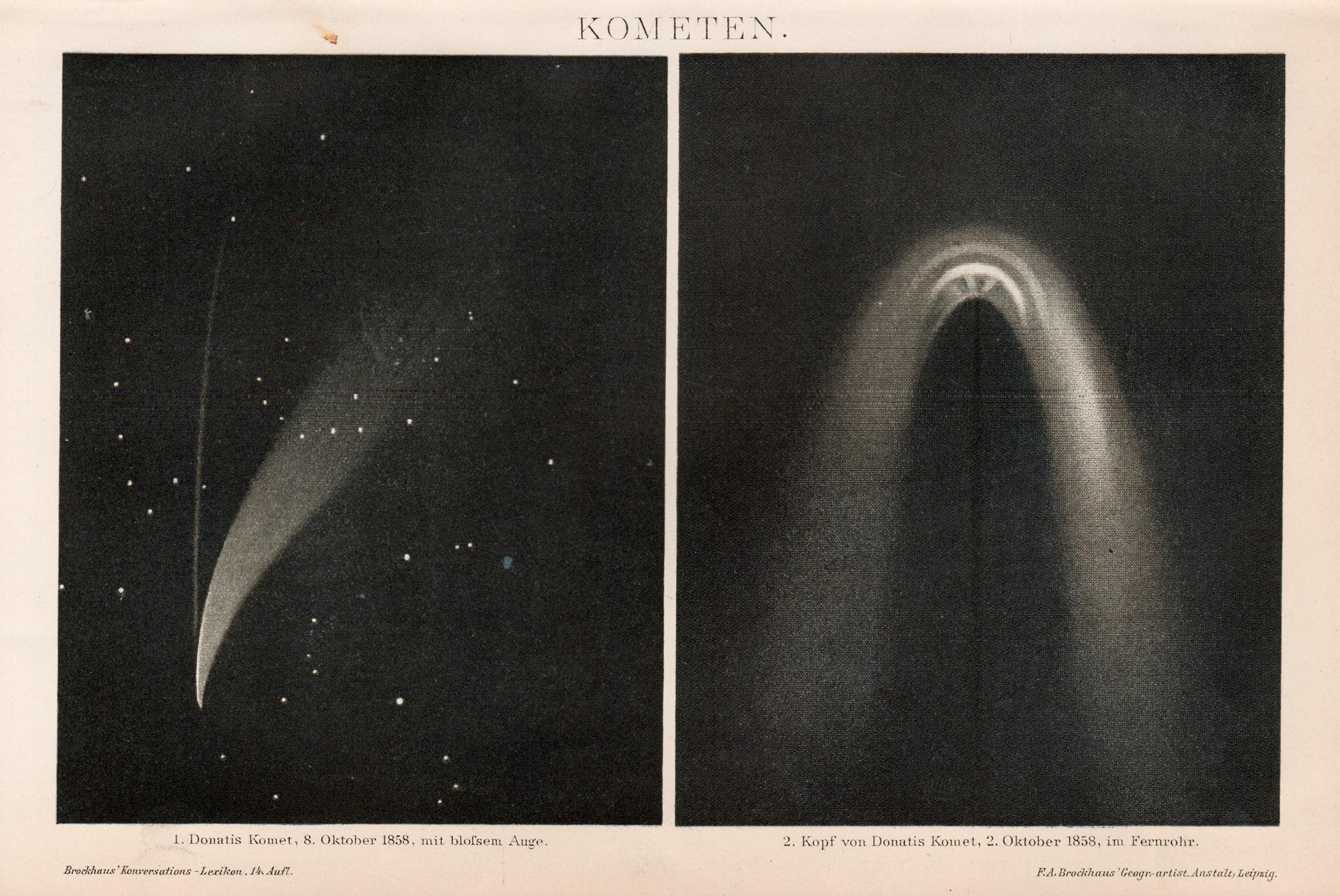 Print Unknown - Kometen (Comets). Chromolithographie ancienne d'astronomie, vers 1895