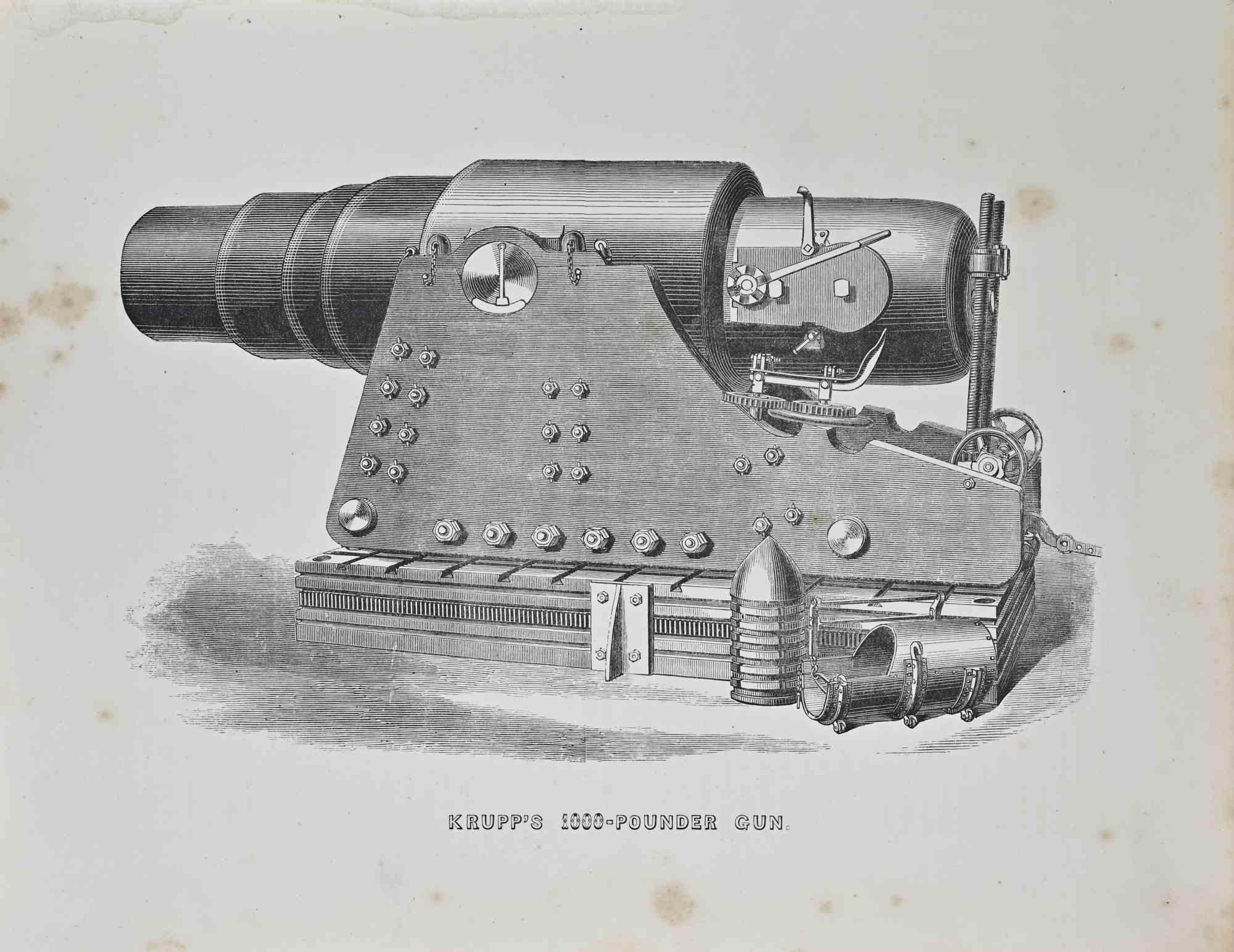 Unknown Figurative Print - Krupp's 1000-Pounder Gun - Lithograph - 1872