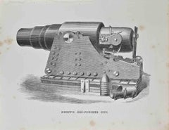Antique Krupp's 1000-Pounder Gun - Lithograph - 1872