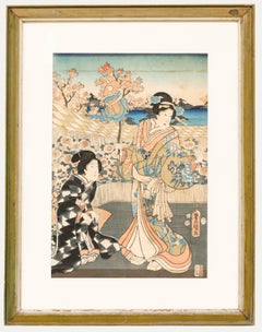 Kunisada Utagawa (1786-1865) - Gravure sur bois japonaise, Dames en fleurs
