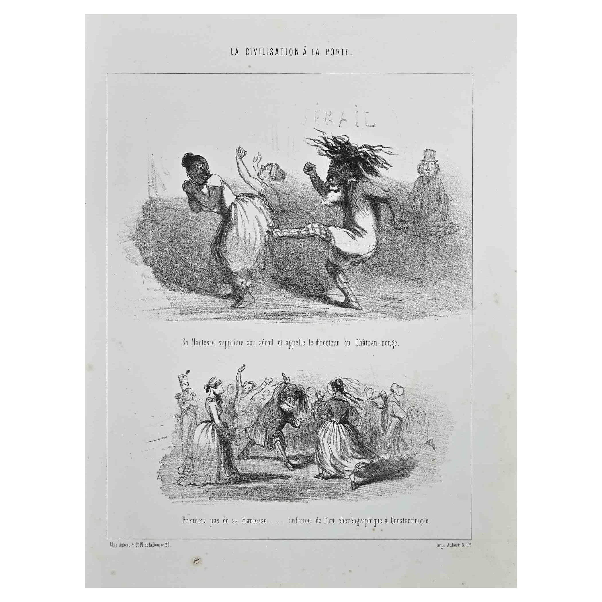 Figurative Print di Unknown - La Civilisation à la Porte - Litografia - Metà del XIX secolo