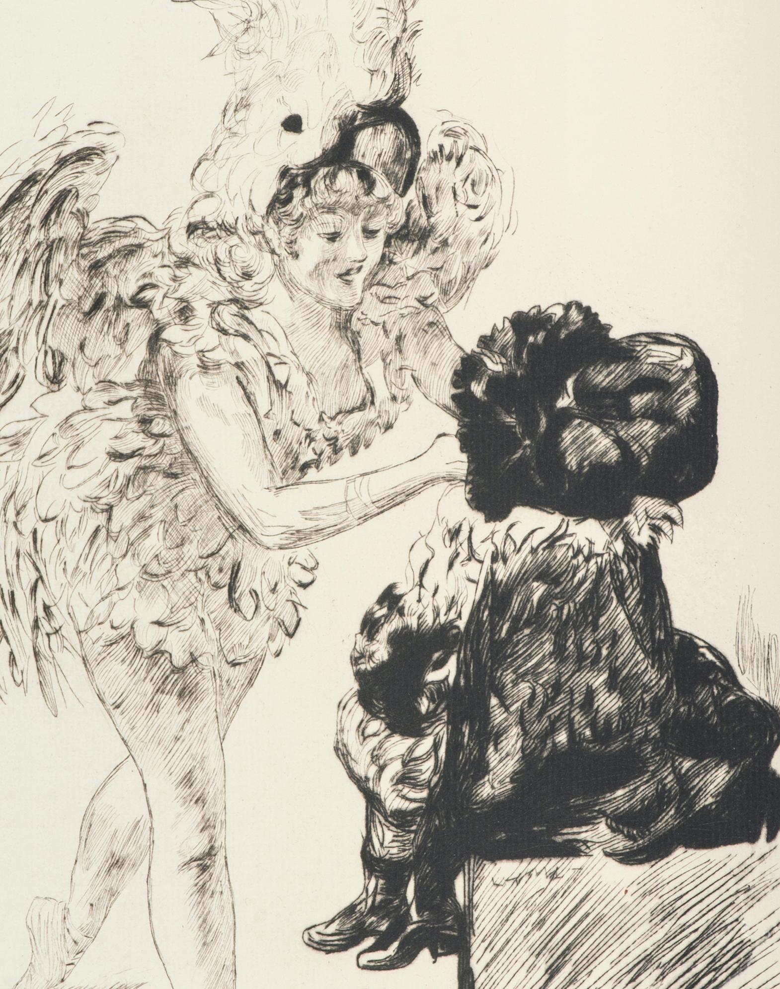 La Danseuse et l'enfant - eau-forte et pointe sèche - début du XXe siècle - Print de Unknown