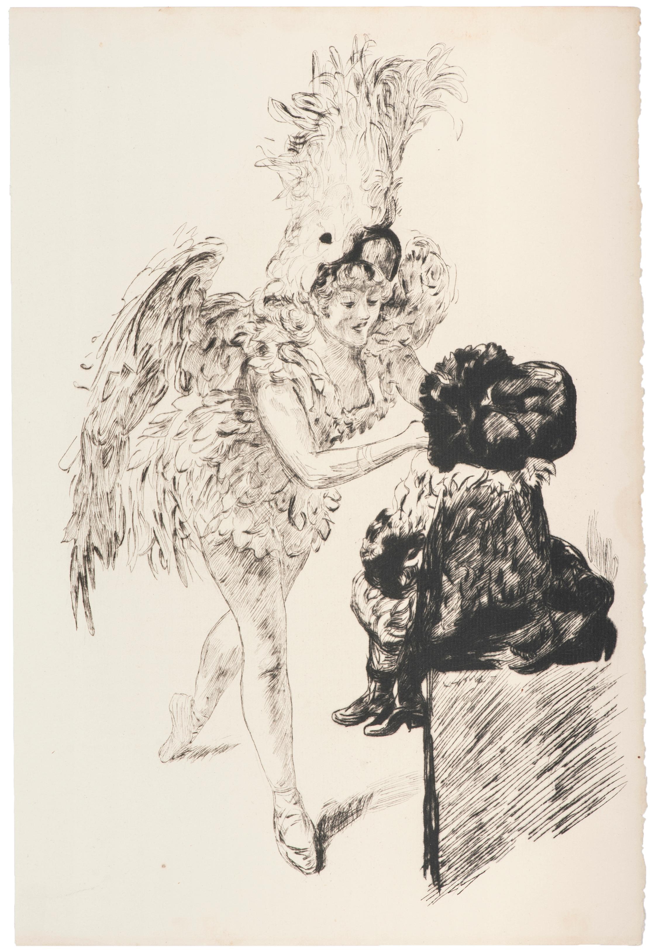 Figurative Print Unknown - La Danseuse et l'enfant - eau-forte et pointe sèche - début du XXe siècle