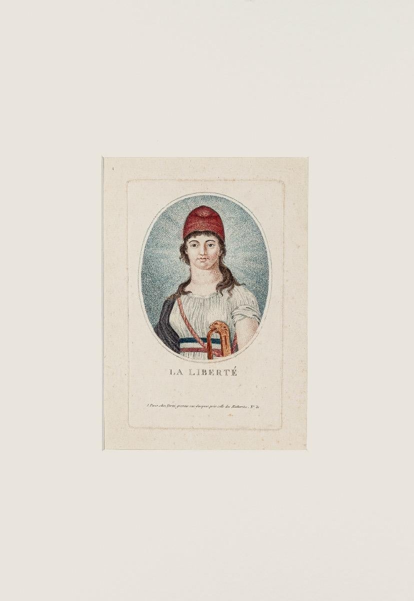 La Liberté - Colored Etching - Early 19th Century - Print by Unknown