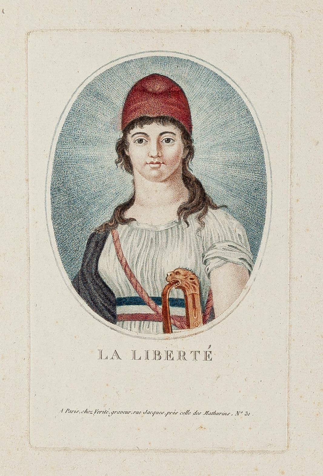 Unknown Figurative Print - La Liberté - Colored Etching - Early 19th Century