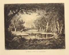 La Mare dans la clairière - Etching after N. Diaz de la Pena - 1880 ca