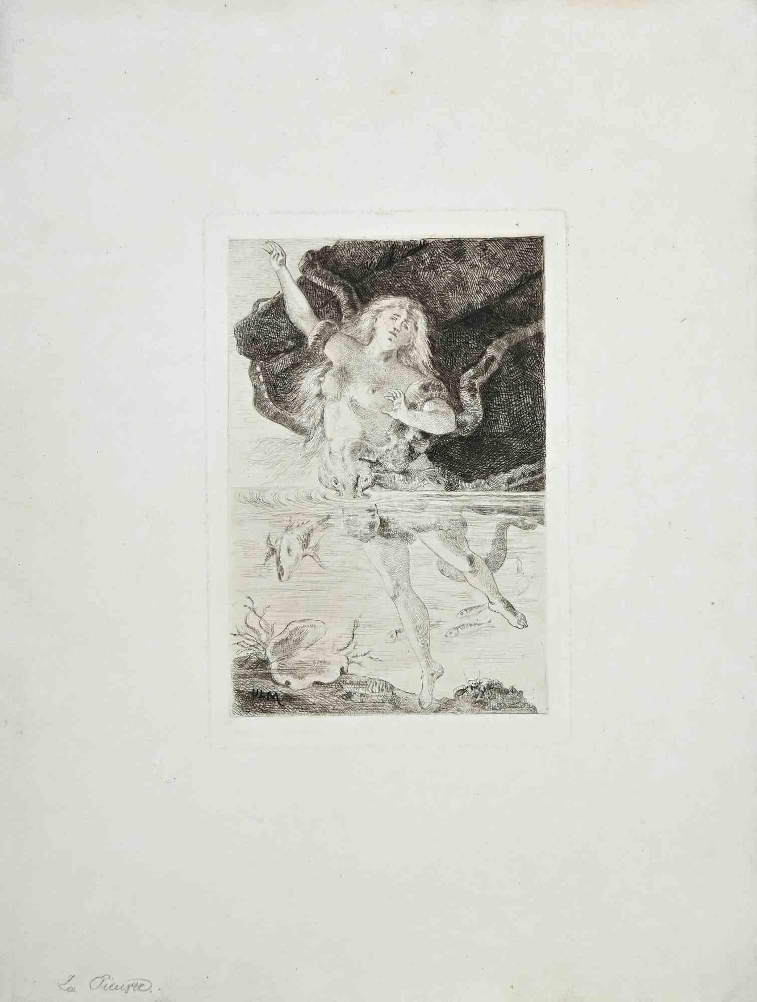La Pieuvre - Original Etching And Drypoint - Early 20 Century