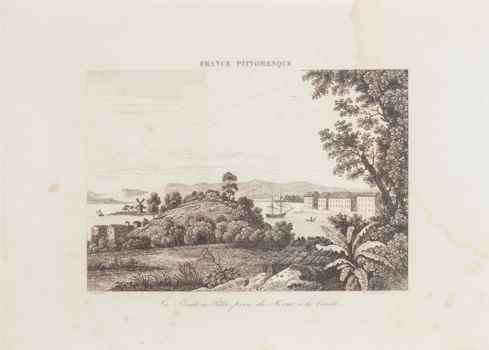Unknown Figurative Print - La Pointe à Pitre prise du Morne - Original Lithograph - 19th Century