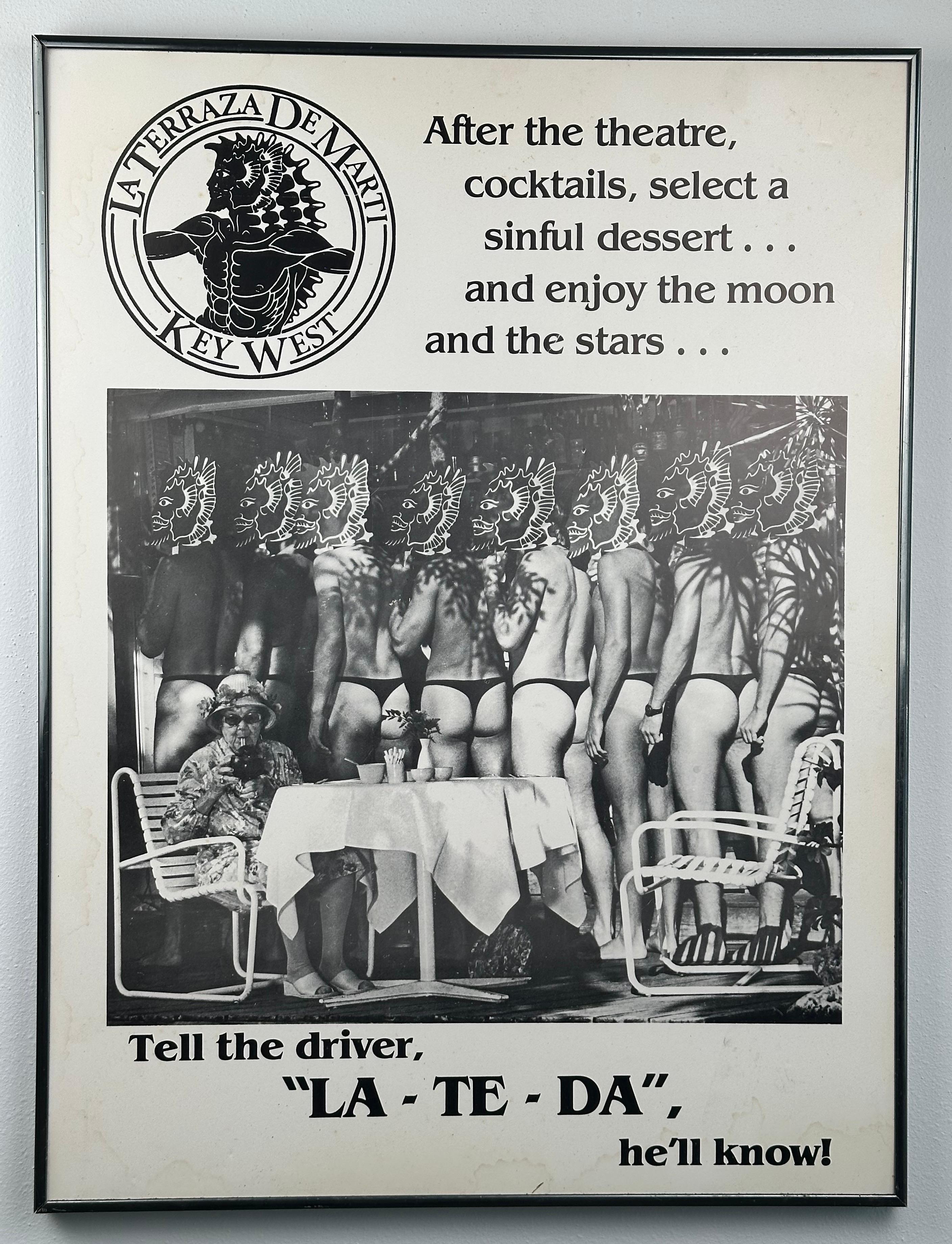 Unknown Figurative Print – LA TE DA La Terraza de Marti 1970er Jahre Key West Florida Hotel Poster