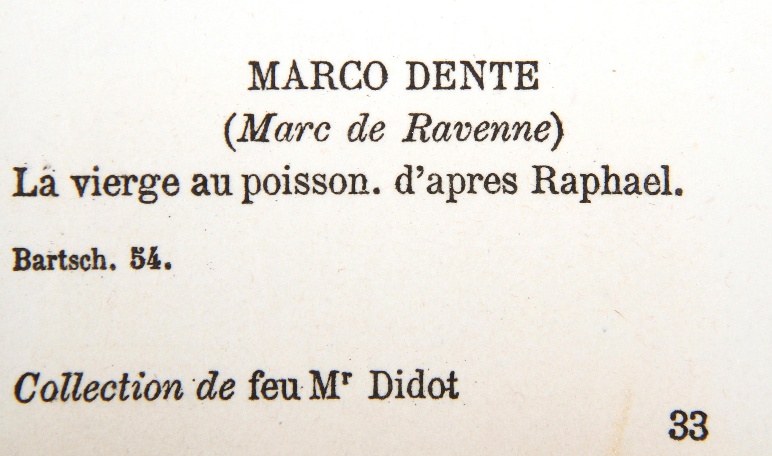 La Vierge au Poisson (d'après Raphael), Héliogravure de Marco Dente en vente 1