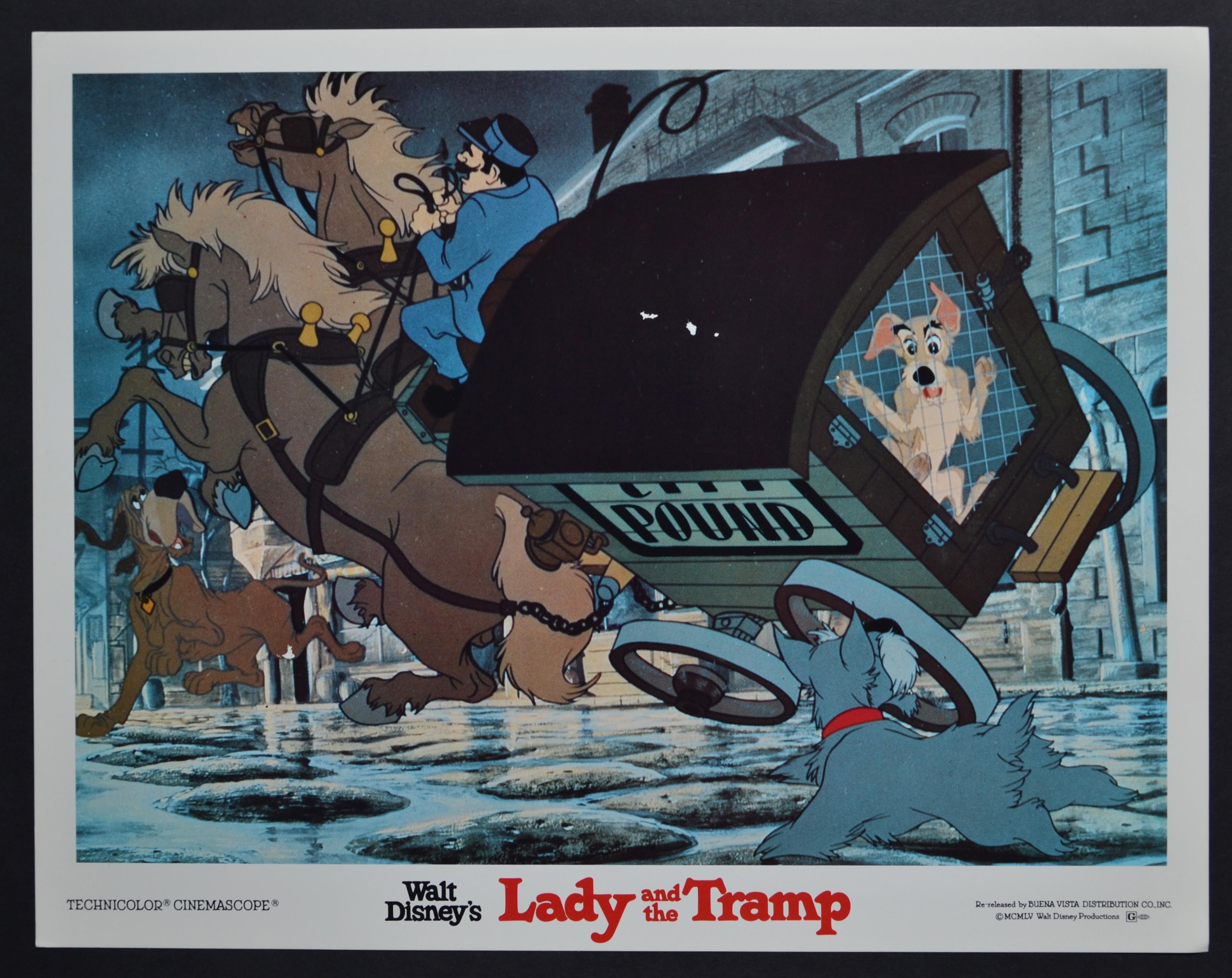 Unknown Interior Print – ""Lady and the Tramp"" Lobby-Karte von Walt Disneys Film, USA 1955.
