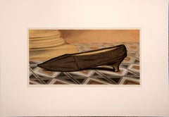 Zapato de seda negra de Lady Mary Mordaunt.