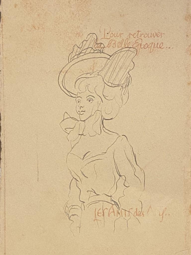 Figurative Print de Unknown - Dama de la Belle Epoque - Litografía original sobre papel - 1880