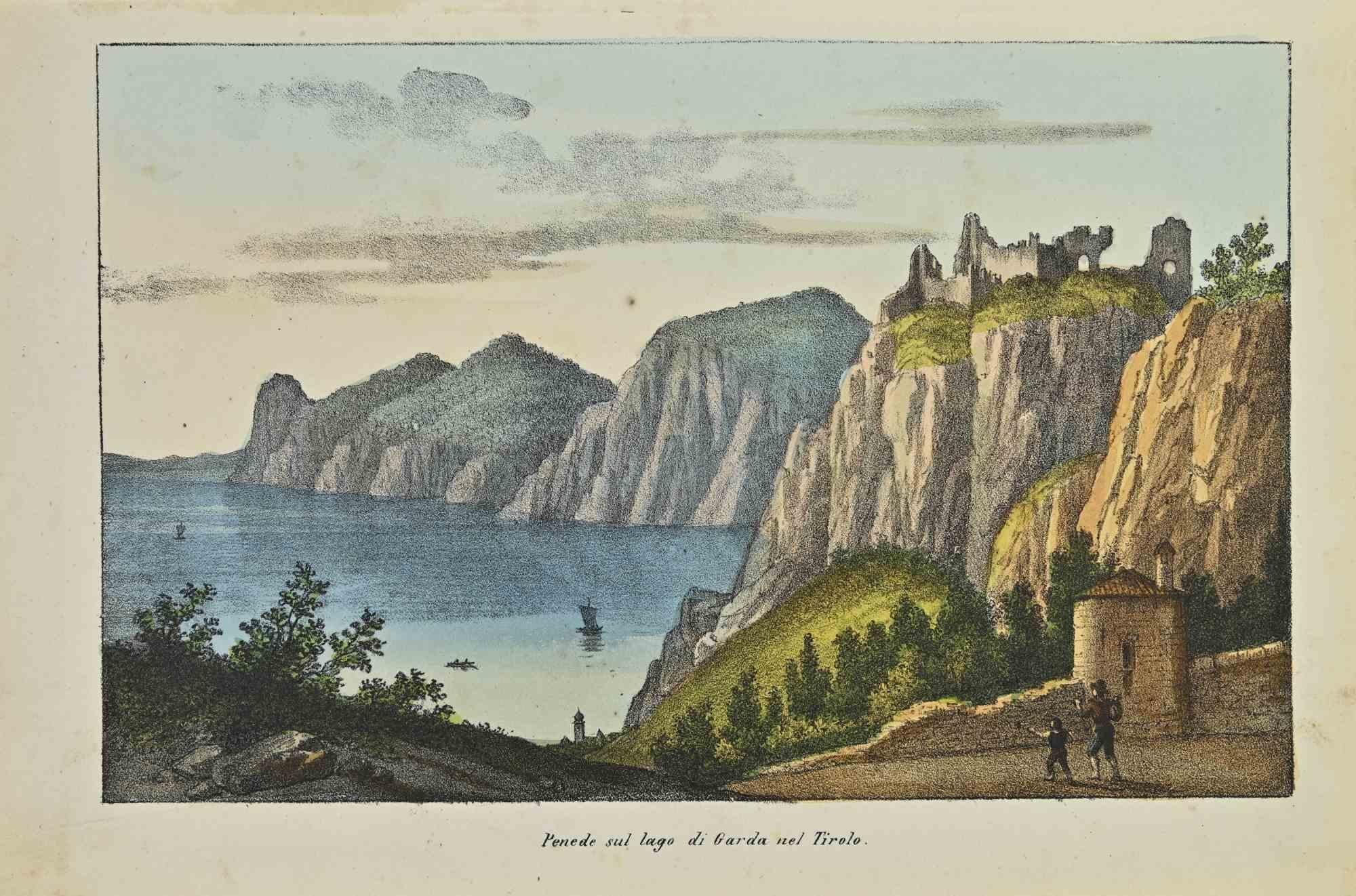 Unknown Figurative Print - Lake Garda and Tyrol - Lithograph - 1862