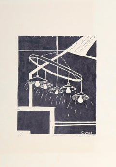 Lampadario, Linograbado moderno de Biagio Civale
