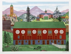 Used Lancaster Barns, Folk Art Screenprint by Jack Hofflander