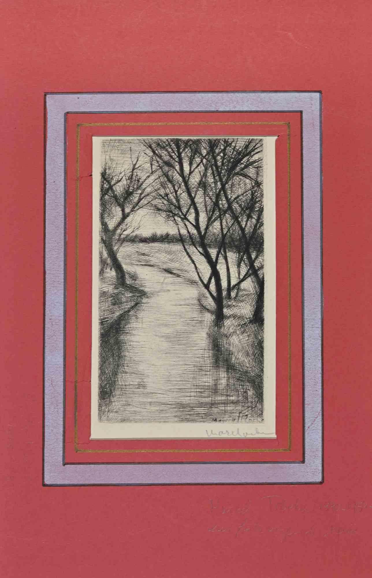 Landscape - Etching  - Late 20th Century - Print by Unknown