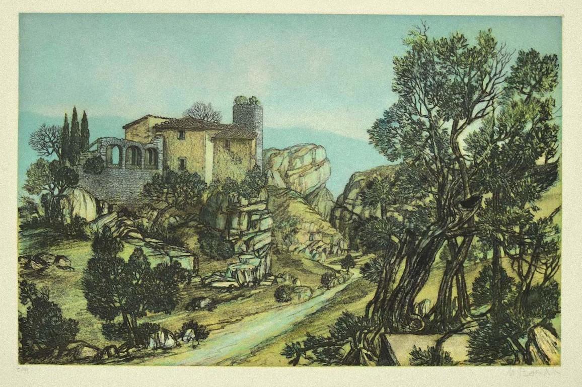 Unknown Figurative Print - Landscape - Original Etching - Mid-20th Century