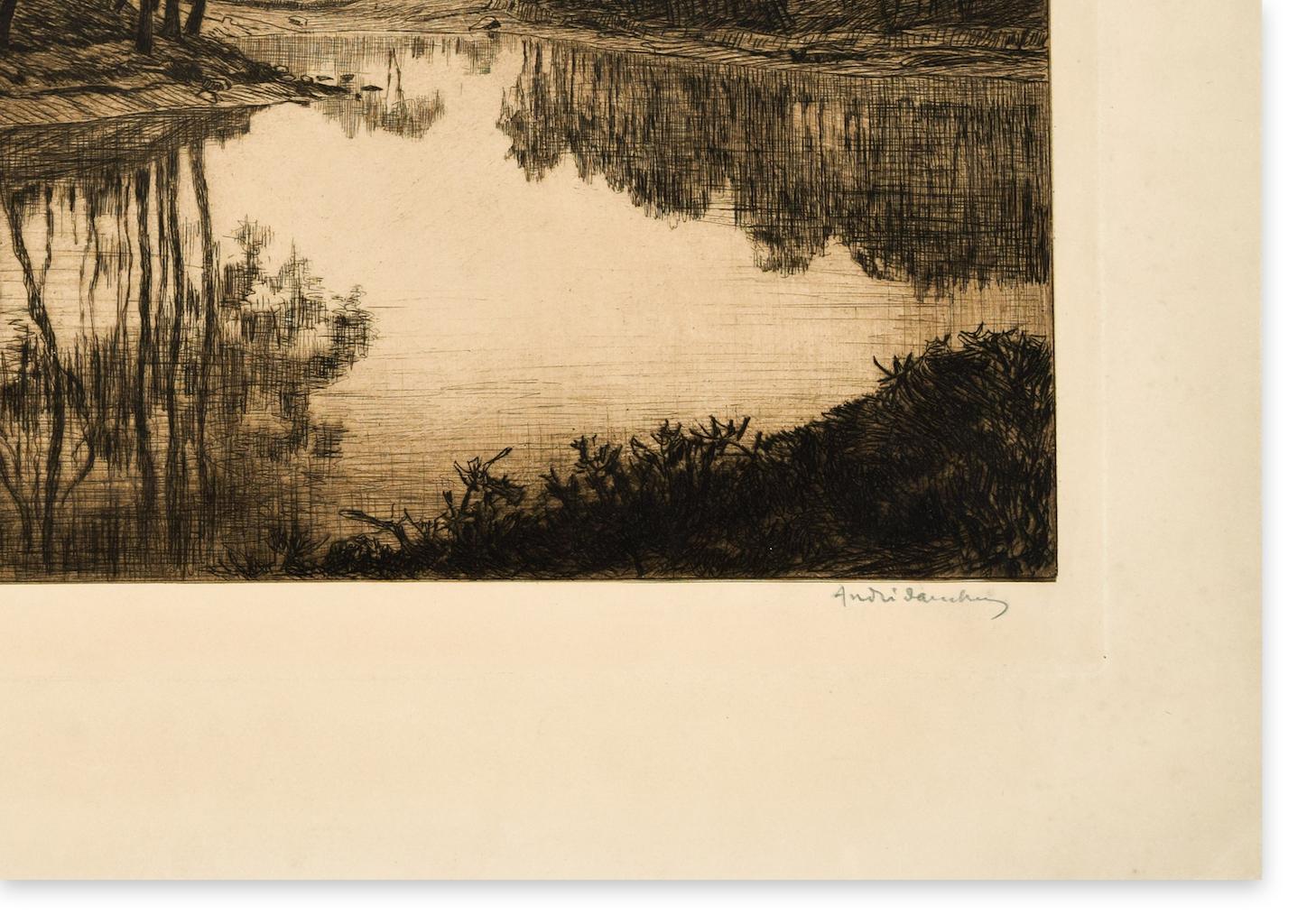 Landscape - Original Etching on Paper - 19th Century - Print by Unknown