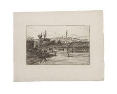 Antique Landscape - Etching Paper  - Early 20th Century