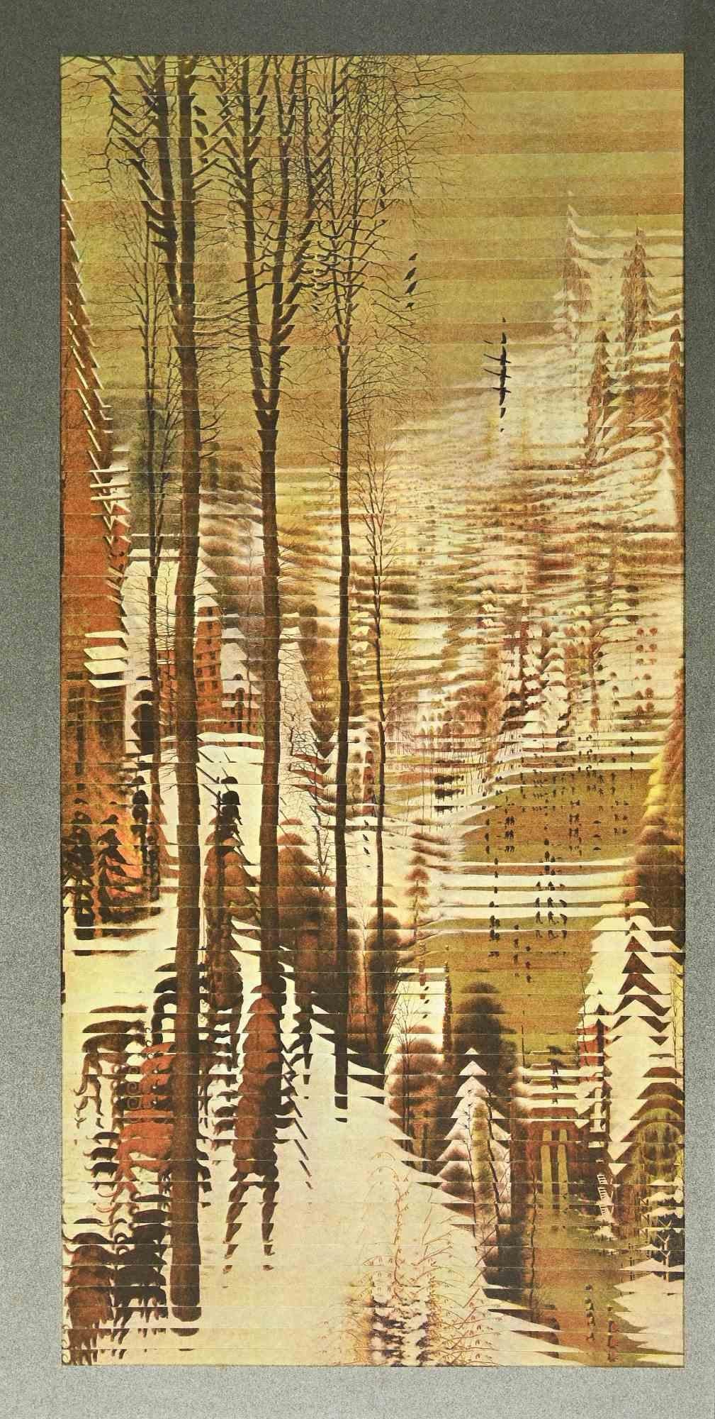 Landschaftslandschaft – Originallithographie von Jiri Kolar – 1983