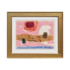"Landscape with Sun II" AP/100 Colorful Pink Toned Abstract Landscape Lithograph
