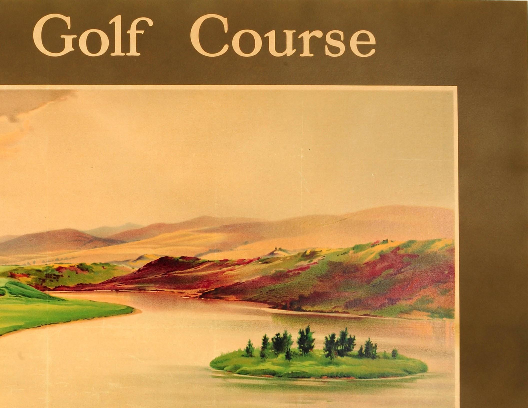Large Original Caledonian Railway Poster Gleneagles Golf Course Witches' Bowster (Braun), Print, von Unknown
