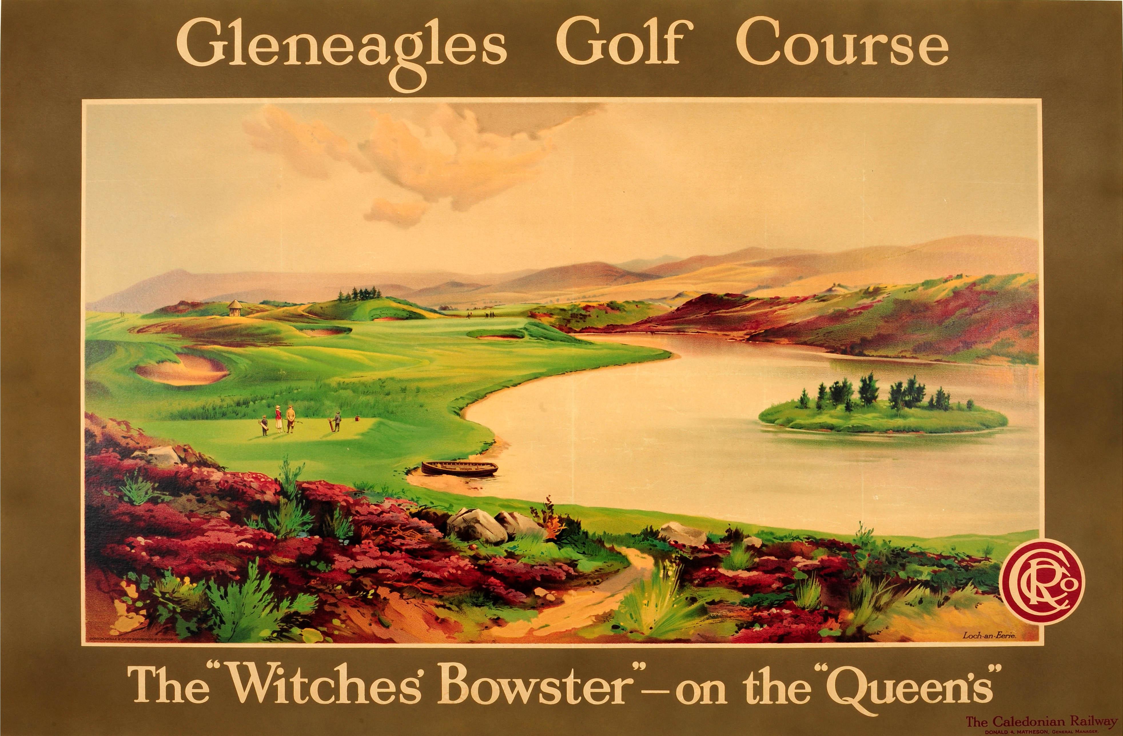 Unknown Print – Large Original Caledonian Railway Poster Gleneagles Golf Course Witches' Bowster