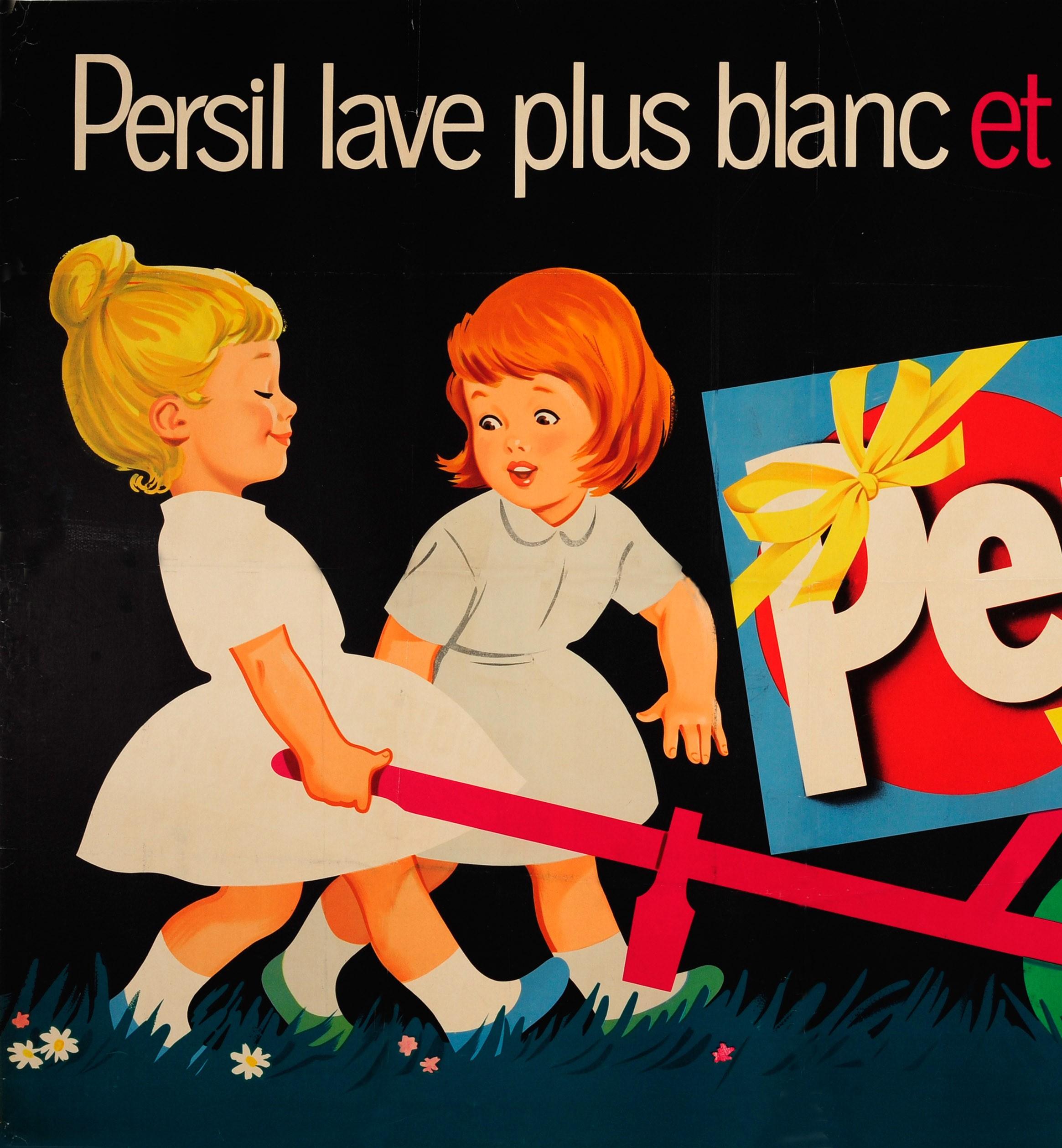 Large Original Vintage French Advertising Poster Persil Washes Whiter And Softer - Print by Unknown