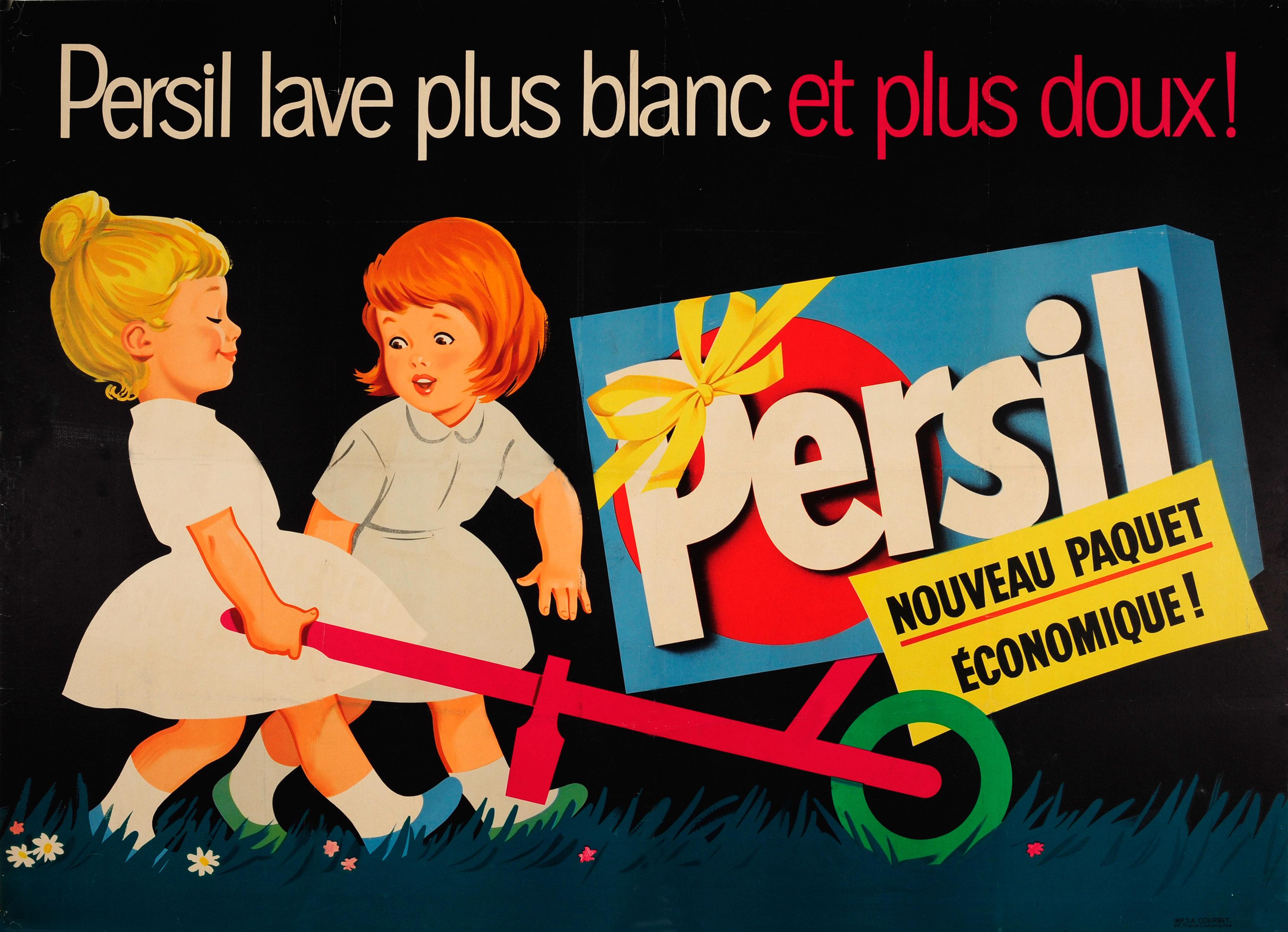 Print Unknown - Grande affiche publicitaire française d'origine Persil lave plus blanc et plus doux