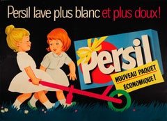 Large Original Vintage French Advertising Poster Persil Washes Whiter And Softer