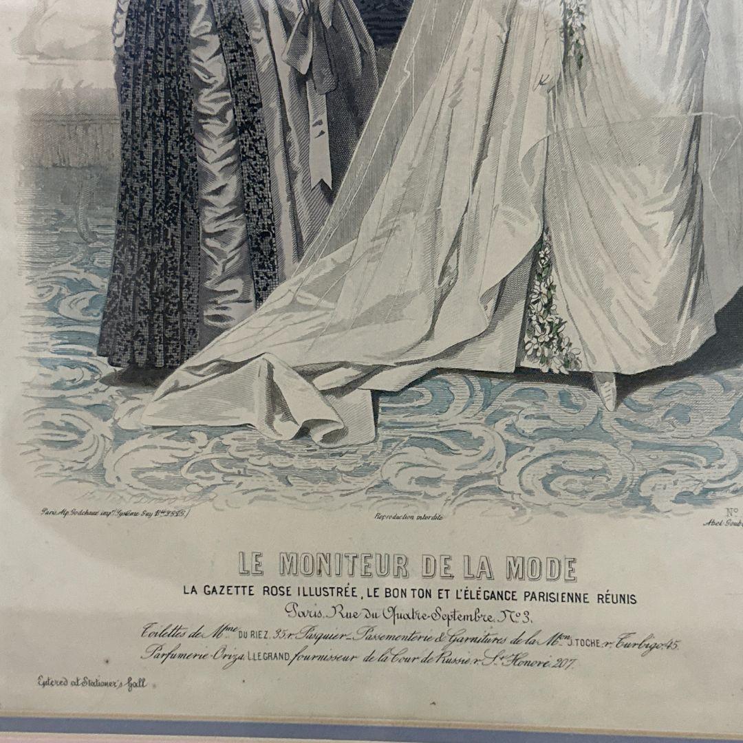 Large Victorian French La Mode Lithograph Print For Sale 1