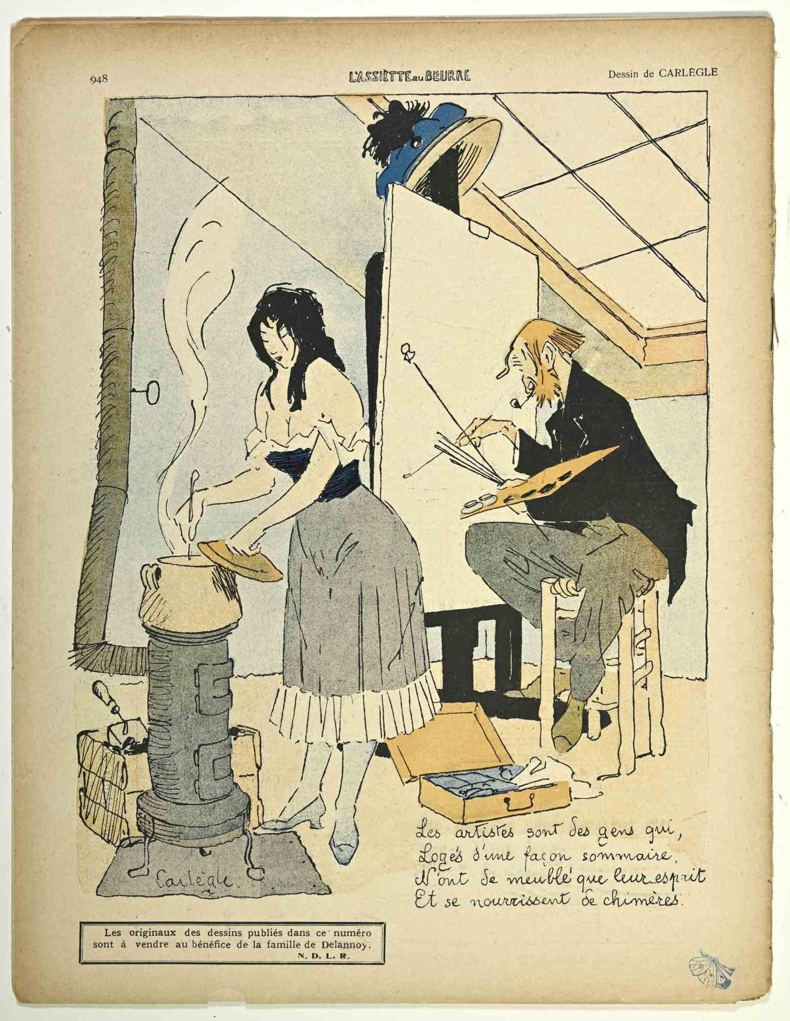 Unknown Figurative Print – L'Assiette au Beurre - alte Comic-Zeitschrift - 1909