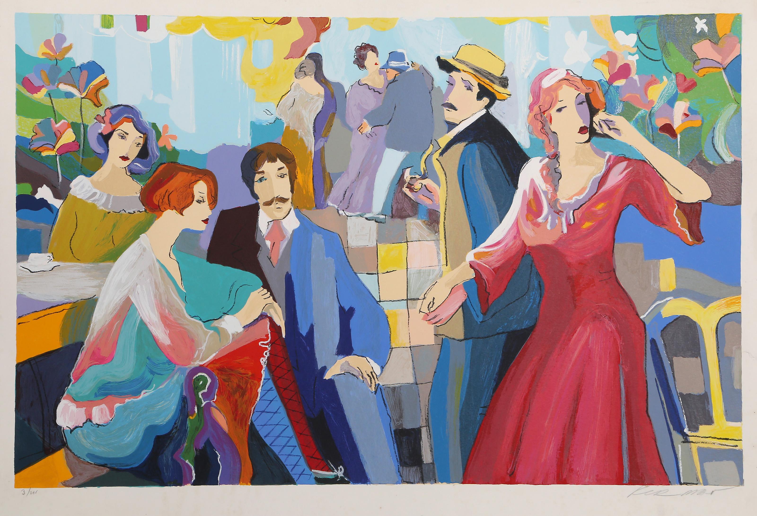 Figurative Print de Unknown - Late Arrival, serigrafía Art Decó de Michael Kerman