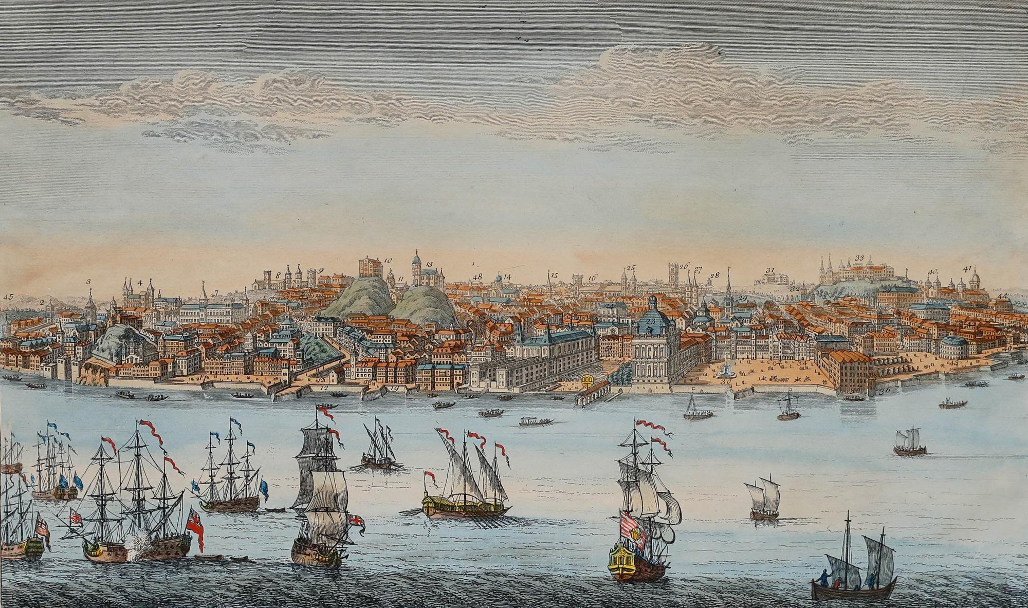 Laurie & Whittle - 1794 Kupferstich, Gesamtansicht der Stadt Lissabon – Print von Unknown